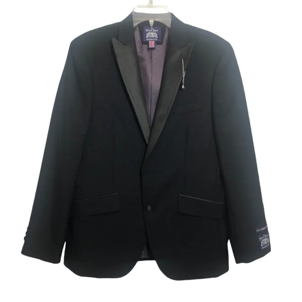 Savile Row Company Jacket Black Savoy Slim Fit Size 38S